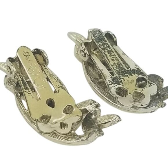 Vintage Coro Signed Gold-Tone Leaf Strong Clip-On Earrings Costume Retro - Picture 5 of 6